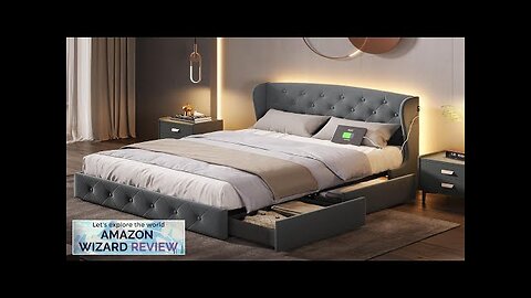 Full Size Bed Frame with 4 Drawers Velvet Upholstered Platform Bed Review