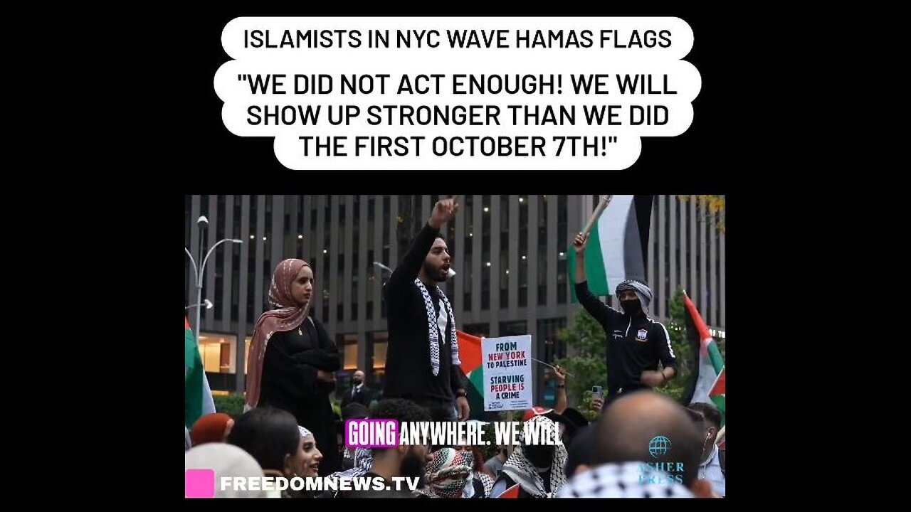 Islamists in NYC wave Hamas flags On the 2nd anniversary of the October 7th massacre.