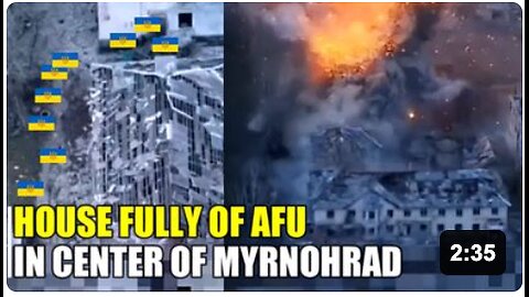 House full of Ukrainian troops in Myrnograd covered by Tornado-S MLRS