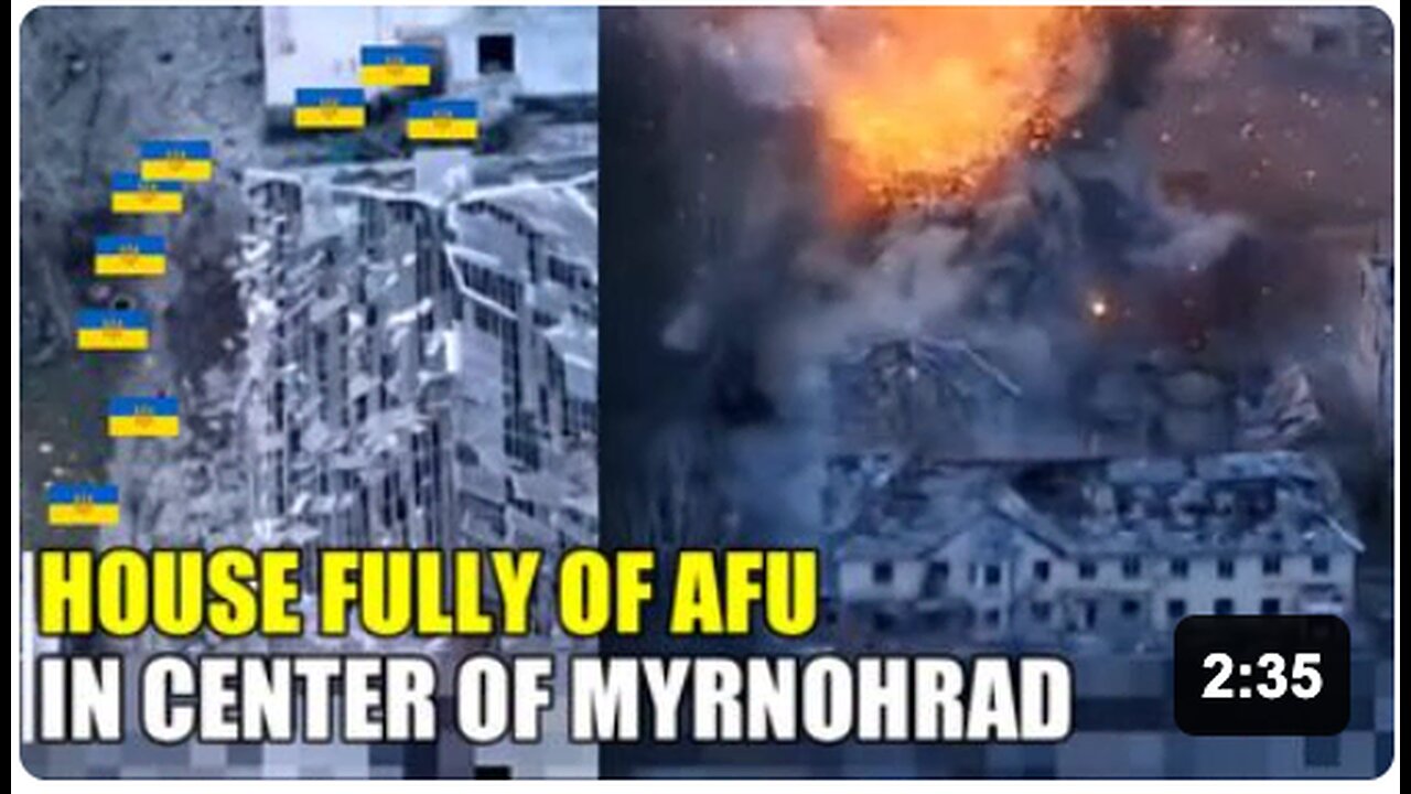 House full of Ukrainian troops in Myrnograd covered by Tornado-S MLRS