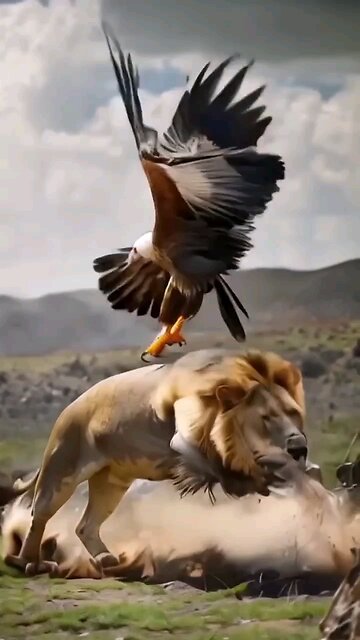wildlife eagle vs lion King