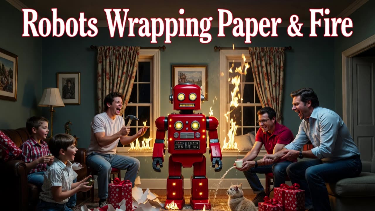Robots Wrapping Paper & Fire