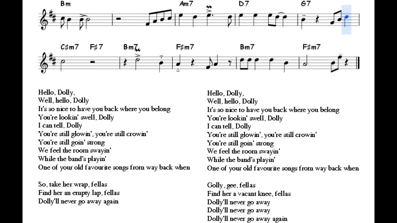 Jerry Herman - Hello, Dolly (Louis Armstrong trumpet solo with sheet music)