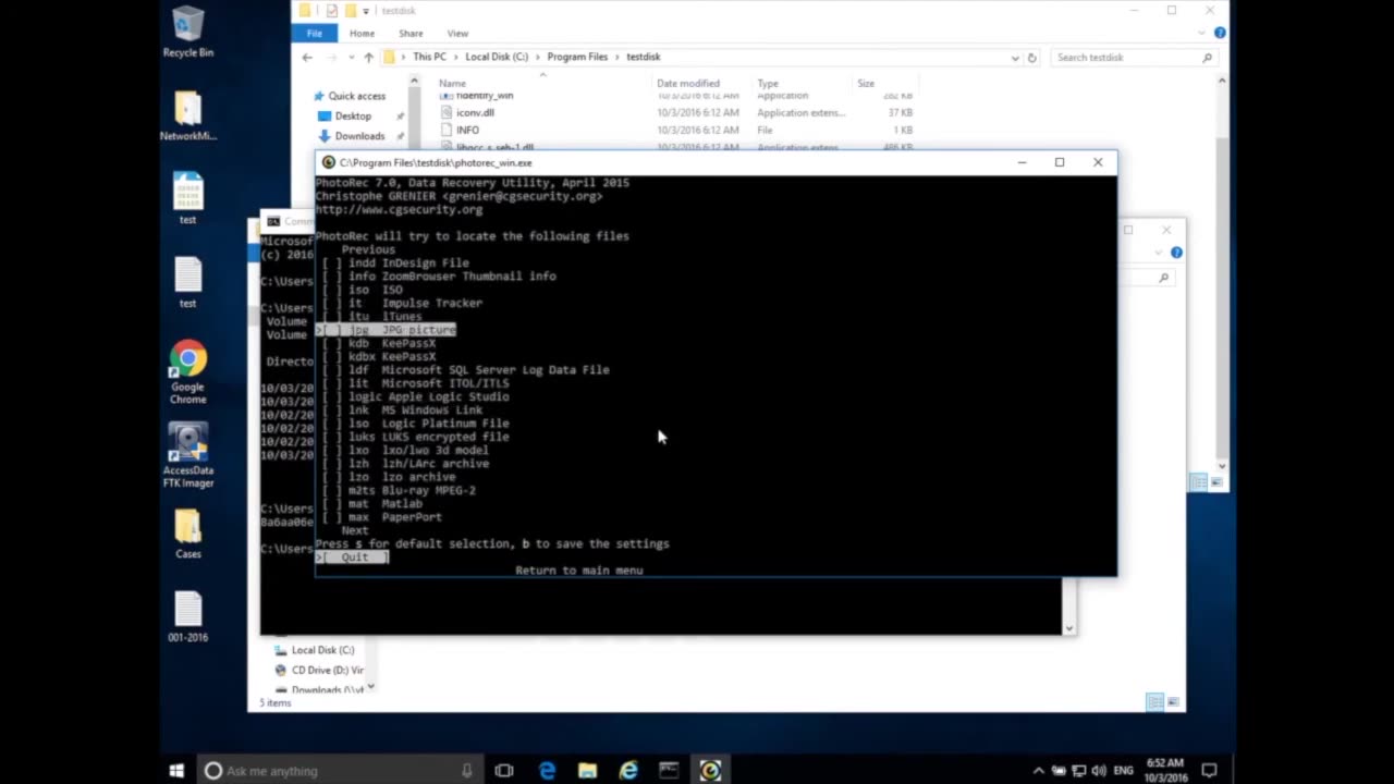 23 DFS101_ 7.2 Data recovery with Photorec