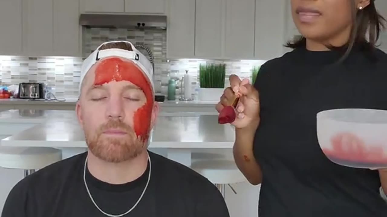 Pretending to use a "period mask" on my husband