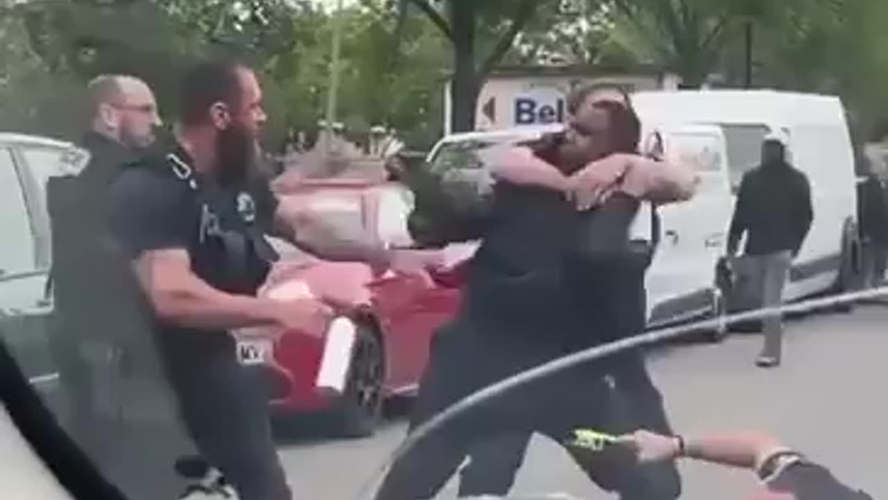 "New normal" scenes in "Modern France" as invader attacks police.