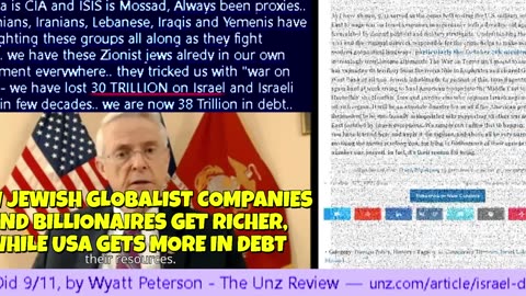 ISRAEL DID 9/11! We are 38 Trillion in debt, 30 Trillion went on Israel & their "war on terror"