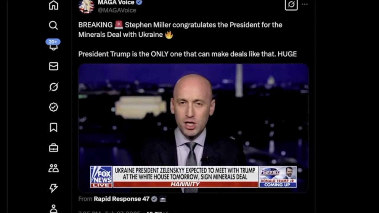 Stephen Miller "What a Genuis, Historic Move" for POTUS 🔥🔥🔥 TRUMP'S Minerals Deal w/ Ukraine