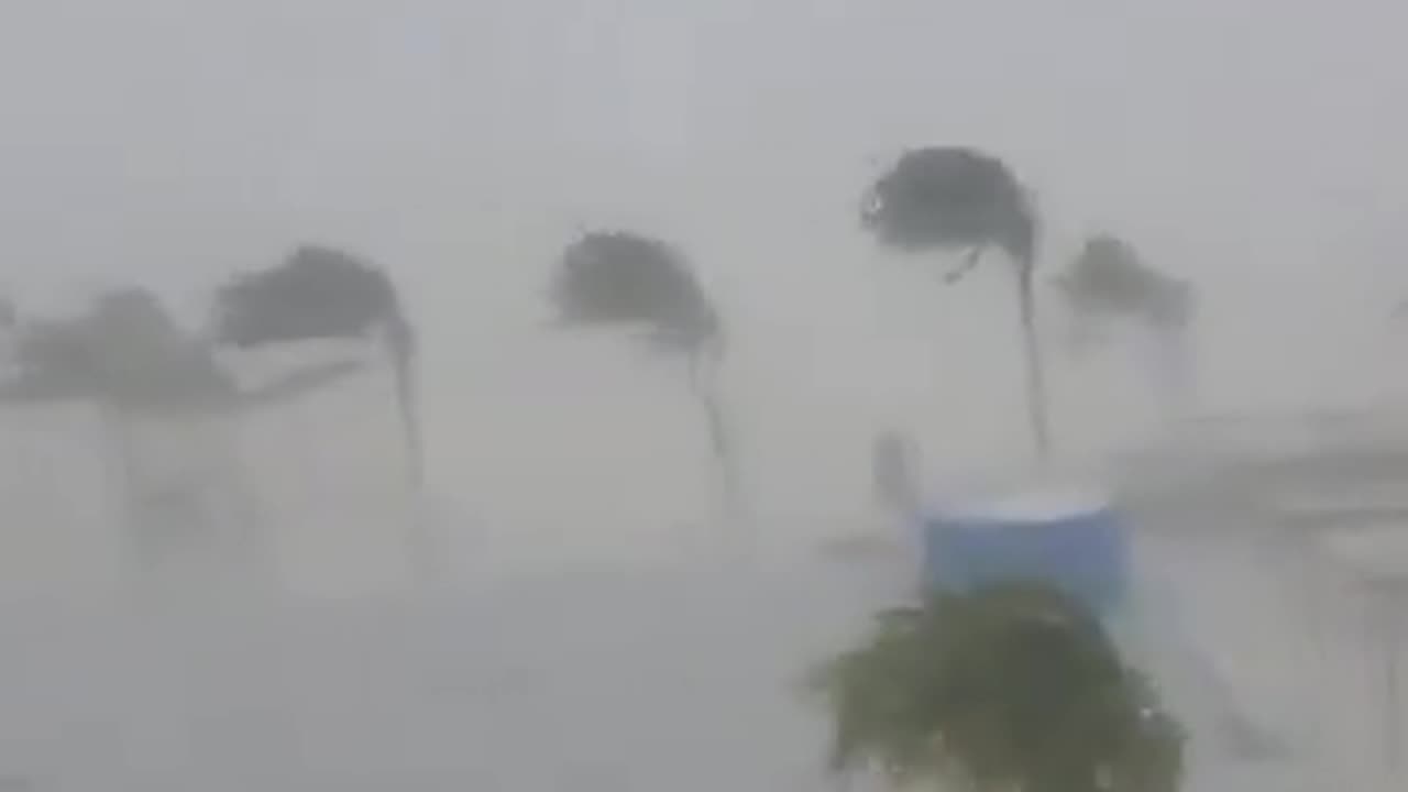 Montego Bay. The video's creators report seeing building fragments flying over their balcony.