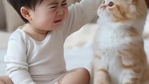 Hug, don’t cry, don’t cry, we are the best #catandhumancub #cutepetdebutplan