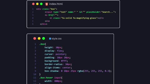 Animated Search Bar html css javascript Day 7