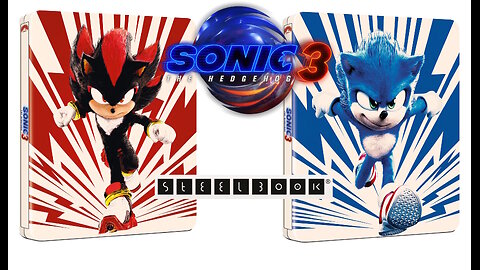 Sonic The Hedgehog 3 [4K UHD Steelbook & Blu Ray Sonic & Shadow Covers] Starring Jim Carrey