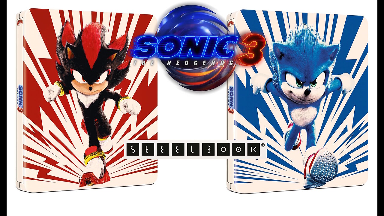 Sonic The Hedgehog 3 [4K UHD Steelbook & Blu Ray Sonic & Shadow Covers] Starring Jim Carrey