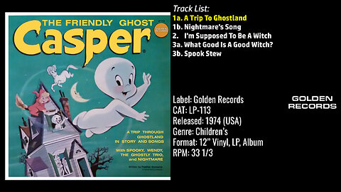 Bradley Bolke & Norma Macmillan – Casper The Friendly Ghost (Full Album) – 1974– CAT.# LP-113