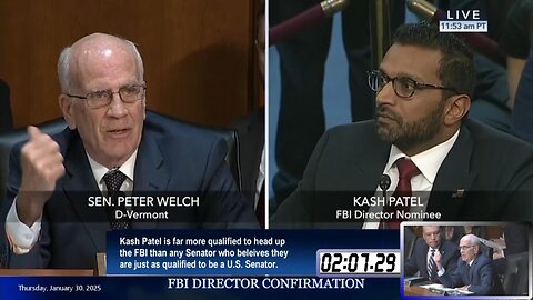 Peter Welsh at Kash Patel FBI confirmation hearing * Jan. 30, 2025