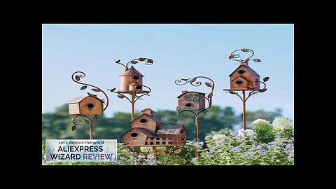 Metal Bird House Bird Nest Garden Decoration Outdoor Bird House with Pole Review