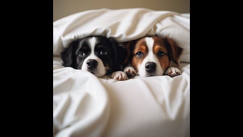 Pets Sleeping Underneath The Bed Sheet