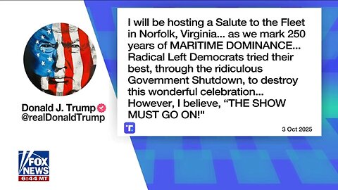 'SHOW MUST GO ON’: Trump salutes 250 years of naval dominance 