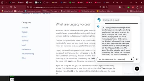 ELEVEN LABS ALERT - PLEASE HELP - WHERE IS DOMI LEGACY VOICE