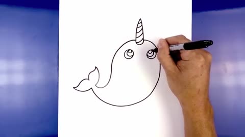 How to Draw A Cartoon Narwhal