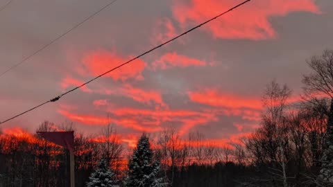 Snowing Sunset on the Mountain