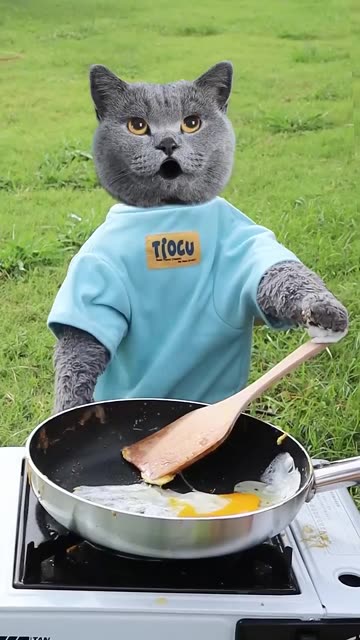 Dare To Try This Crazy Egg And Ham Trick🤪🍳 #funnycat #catmemes #trending