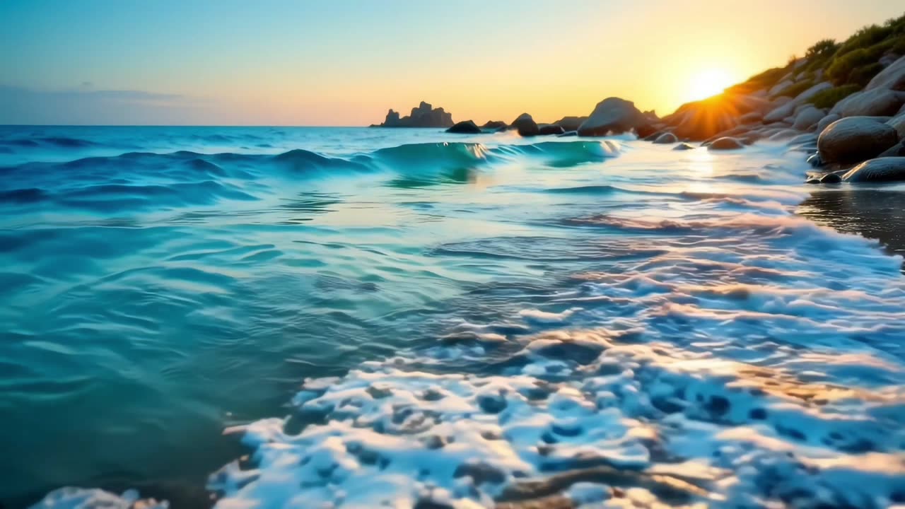 1 Hour of Relaxing Sea Waves at Sunset | Calming Ocean Ambience