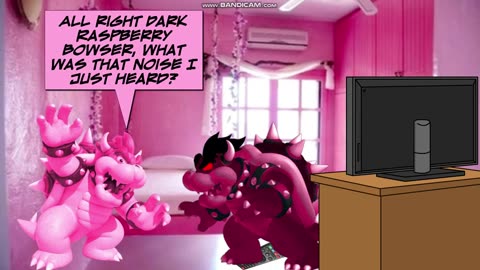 Dark Raspberry Bowser throws the tv remote and breaks the tv/Grounded