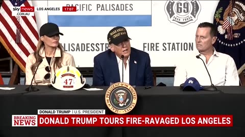 Donald Trump addresses media after touring fire-ravaged Los Angeles County