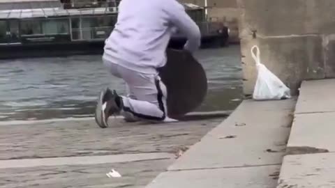 In Paris, street vendors hide kebab food in a sewer drain to sell later.
