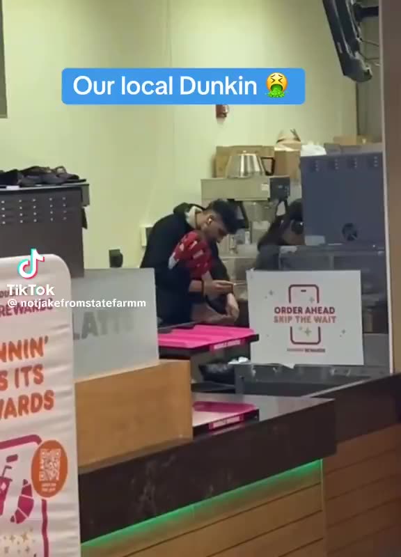 A customer recorded a disturbing scene at a Dunkin’ in Crofton, Maryland, showing an