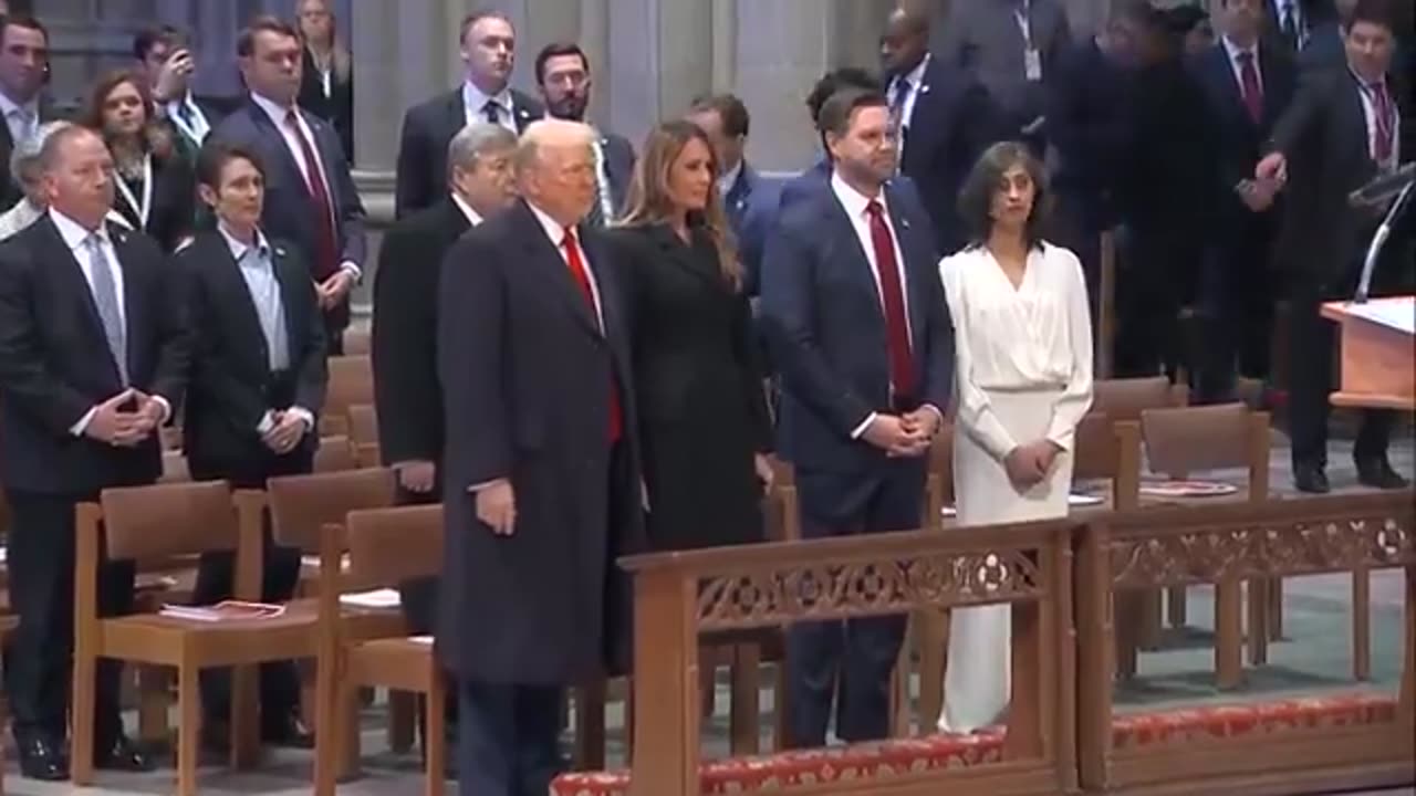 Trump arrives for the National Prayer Service.