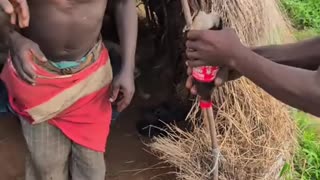 Hadzabe Tribe bushmen see coca cola for the first time in their life