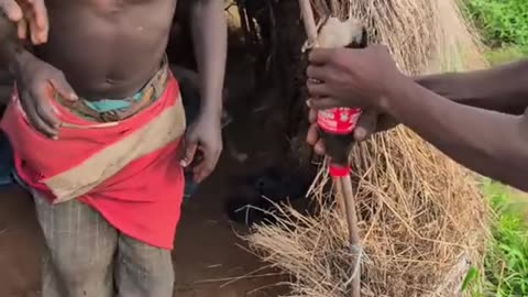 Hadzabe Tribe bushmen see coca cola for the first time in their life