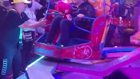 Trying to Get on Son's Amusement Park Ride Goes Wrong