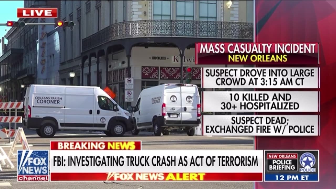 FBI Investigating Bourban Street crash as ‘Act of Terrorism’ (January 1, 2025)