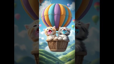 Cute Farting Kittens. Hot Air Balloon Fun Times