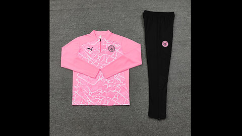 👉🏻⚽️2024-25 Manchester City Adult/Kid Pink Long Sleeve Tracksuit