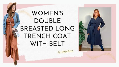 Women's double breasted long trench coat with belt review