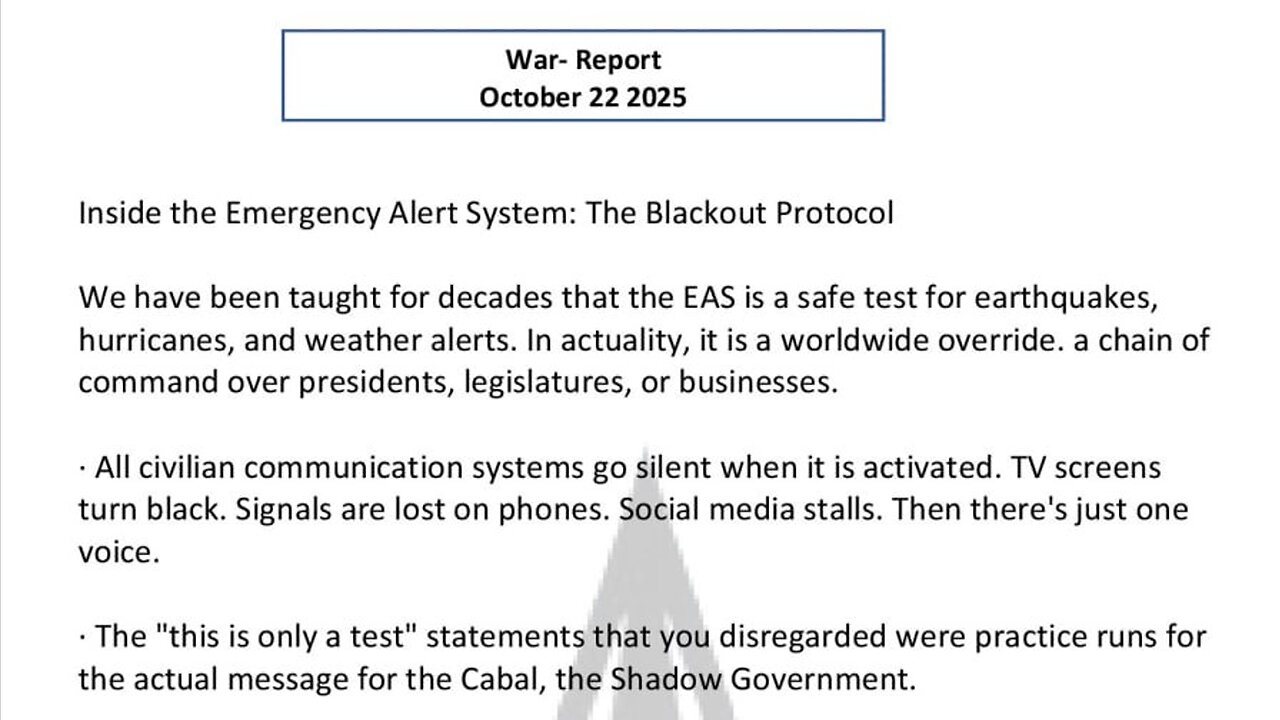 WAR REPORT - OCT 22 2025 - INSIDE THE EMERGENCY ALERT SYSTEM