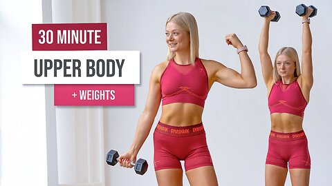 30 MIN TONED UPPER BODY WORKOUT With weights No Repeat Home workout w / dumbbells