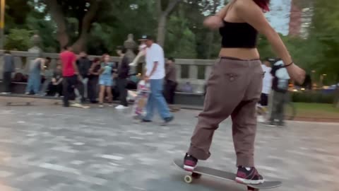 Skater Girl Collides With a Boy