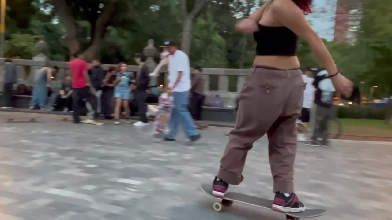 Skater Girl Collides With a Boy