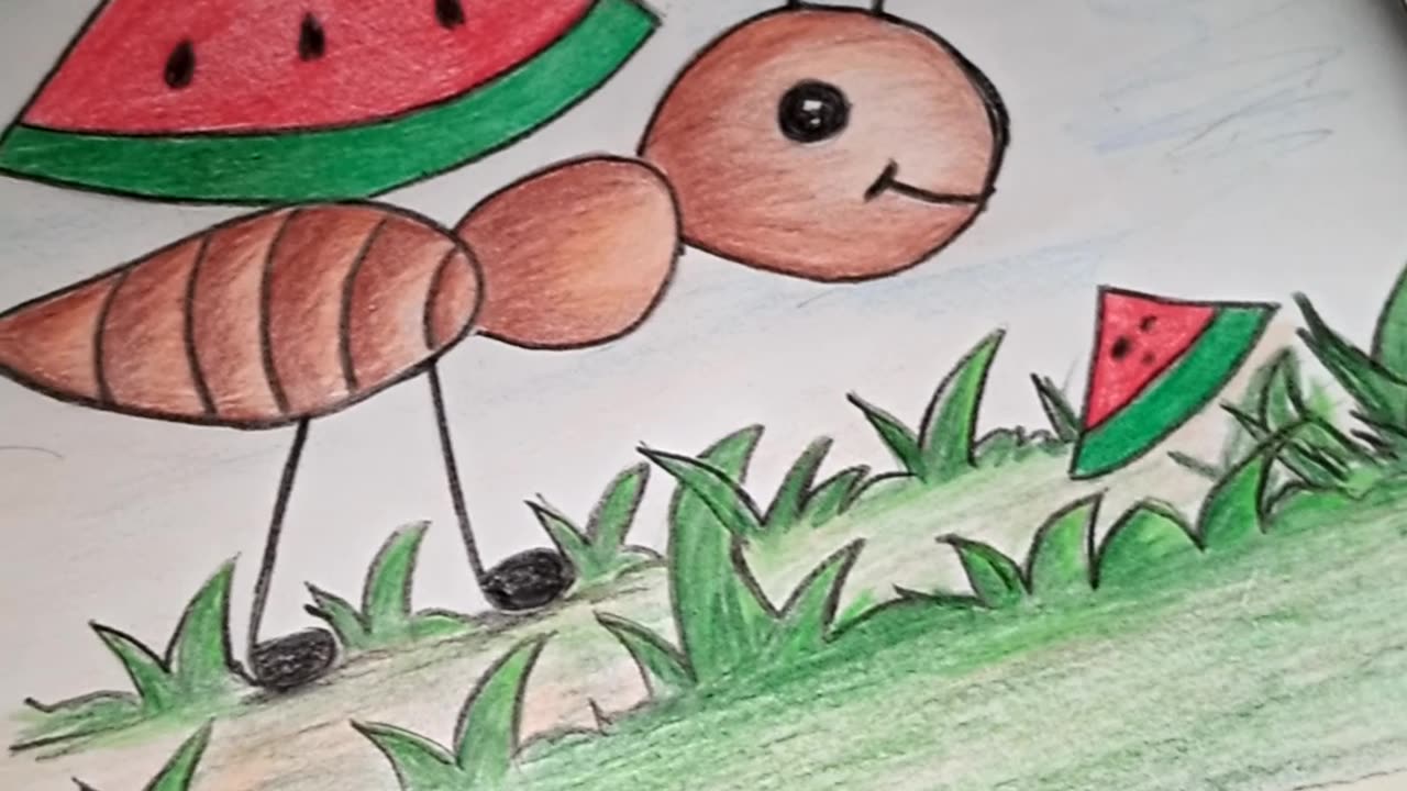 Ant & Watermelon drawing