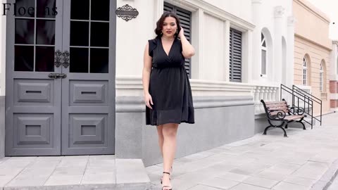 Floerns Women's Plus Size Glitter Wrap V Neck Short Sleeve Party A Line Dress
