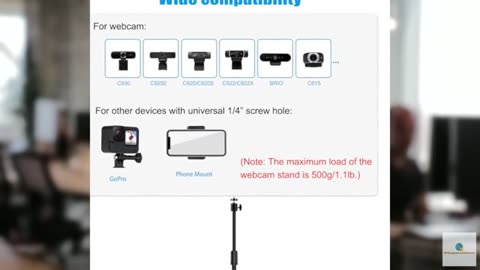 Khazylorr Webcam Stand for Desk, Webcam Tripod Camera Stand with Phone Holder De