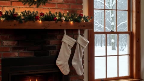 Cozy Christmas Fireplace by the Window | Relaxing Snowfall Ambience ❄️🔥
