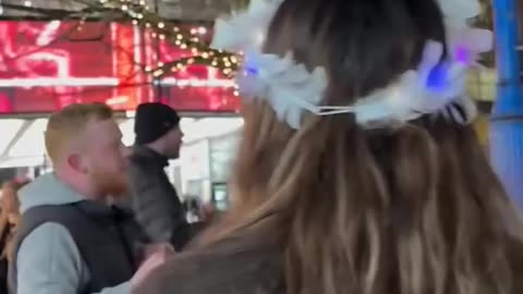 Palestine protesters walking away together were followed and harassed by individuals