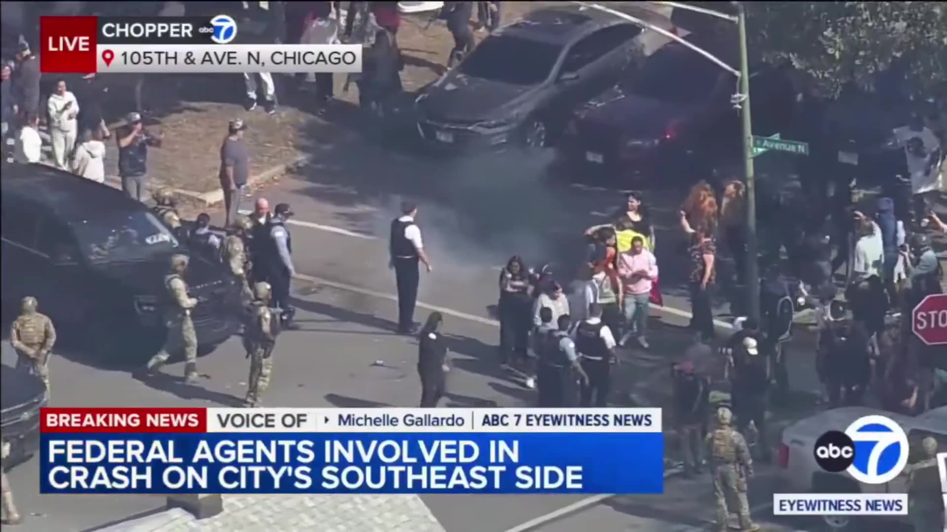 Crowd in Chicago tear gassed after swarming scene of crash involving ICE agents