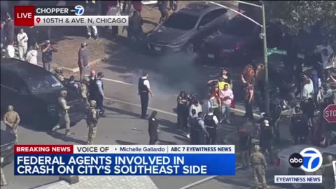 Crowd in Chicago tear gassed after swarming scene of crash involving ICE agents